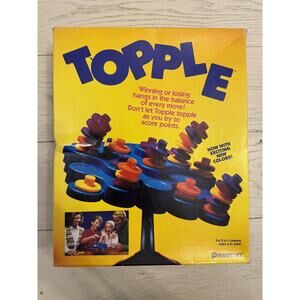 Vintage Topple Board Game Pressman 1990s Family Complete Exciting Colors USA